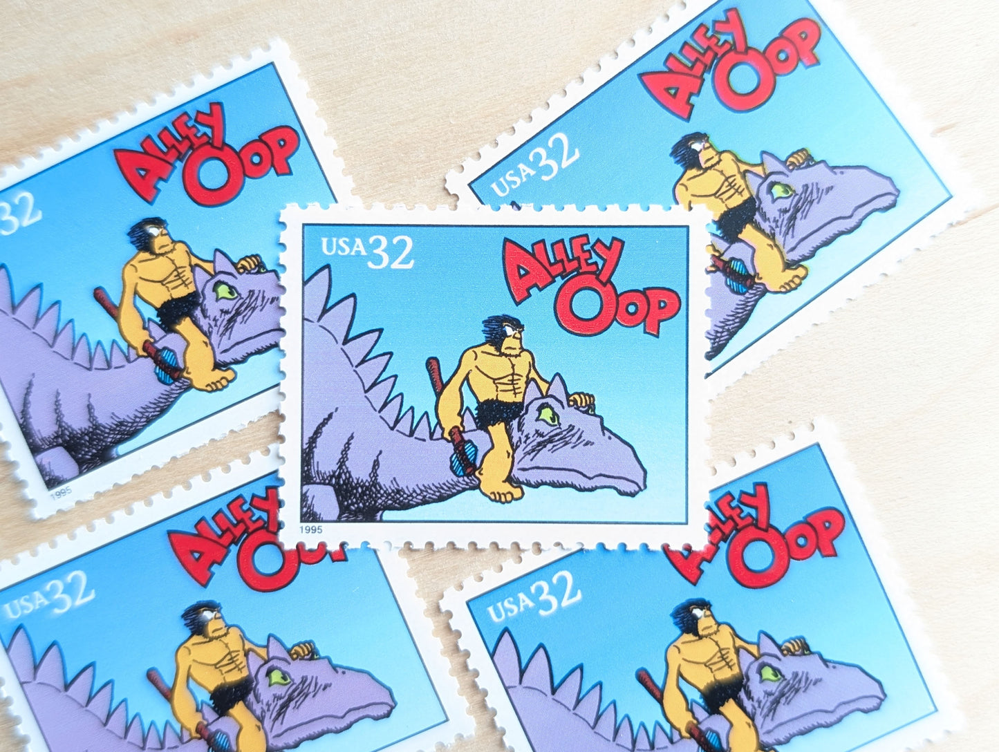 5 Alley Oop Stamps, 32 Cent, 1995 Comic Strip Classics, Unused Postage Stamps