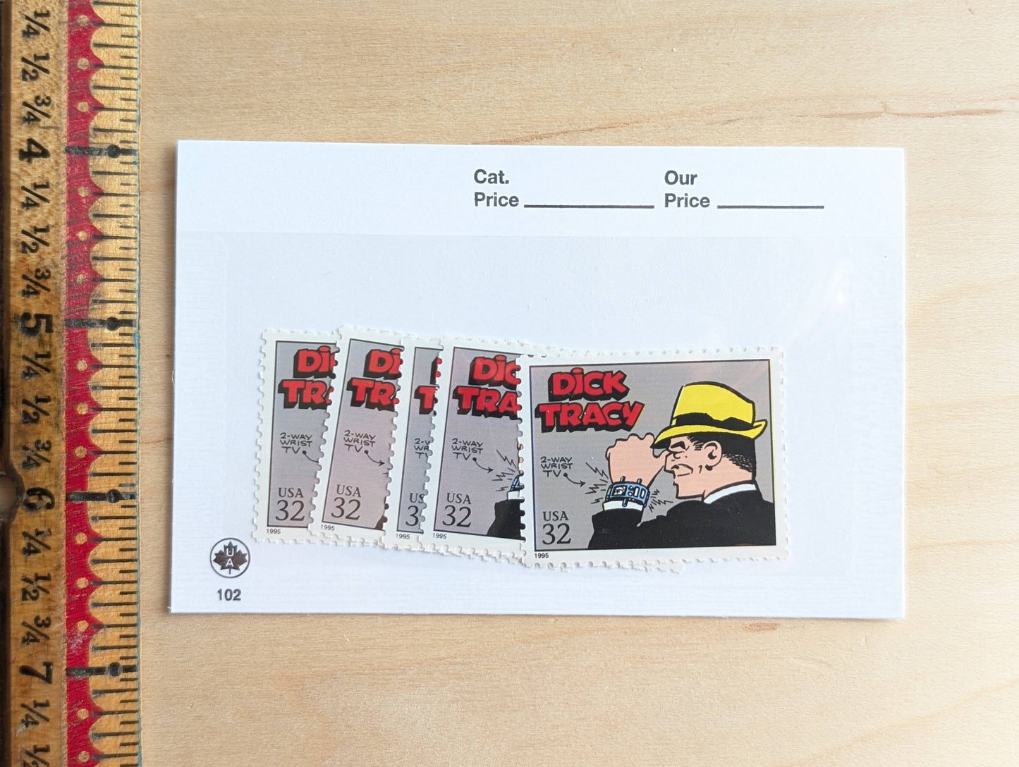 5 Dick Tracy Stamps, 32 Cent, 1995 Comic Strip Classics, Unused Postage Stamps