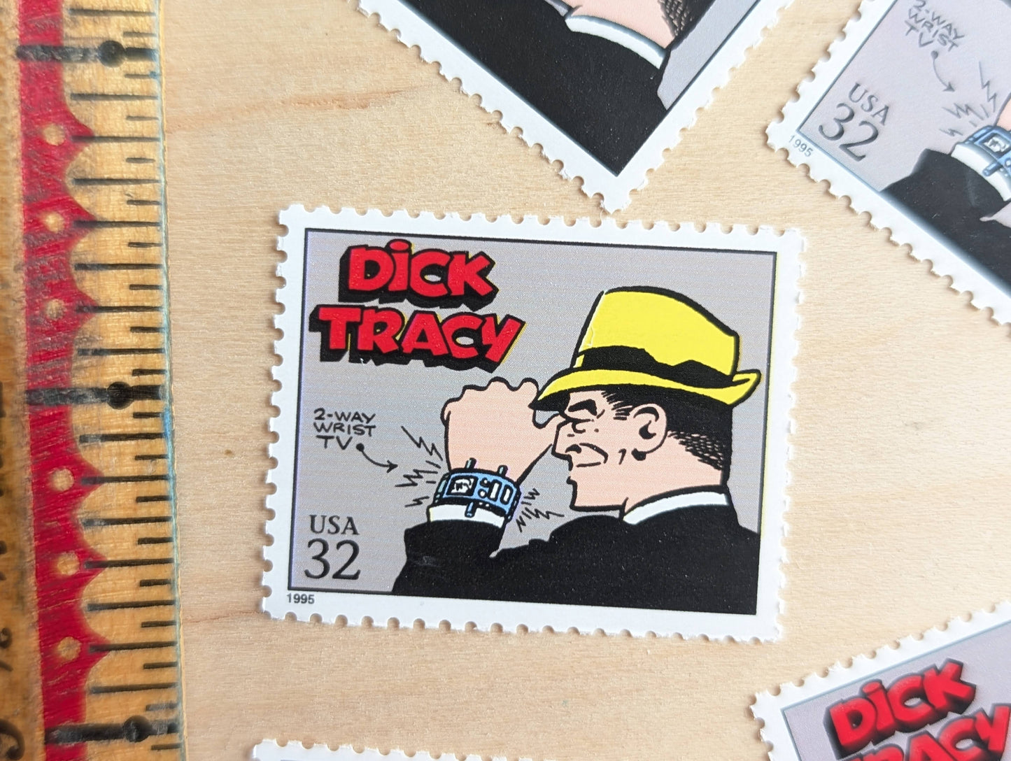 5 Dick Tracy Stamps, 32 Cent, 1995 Comic Strip Classics, Unused Postage Stamps