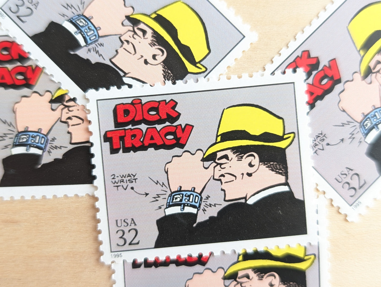 5 Dick Tracy Stamps, 32 Cent, 1995 Comic Strip Classics, Unused Postage Stamps