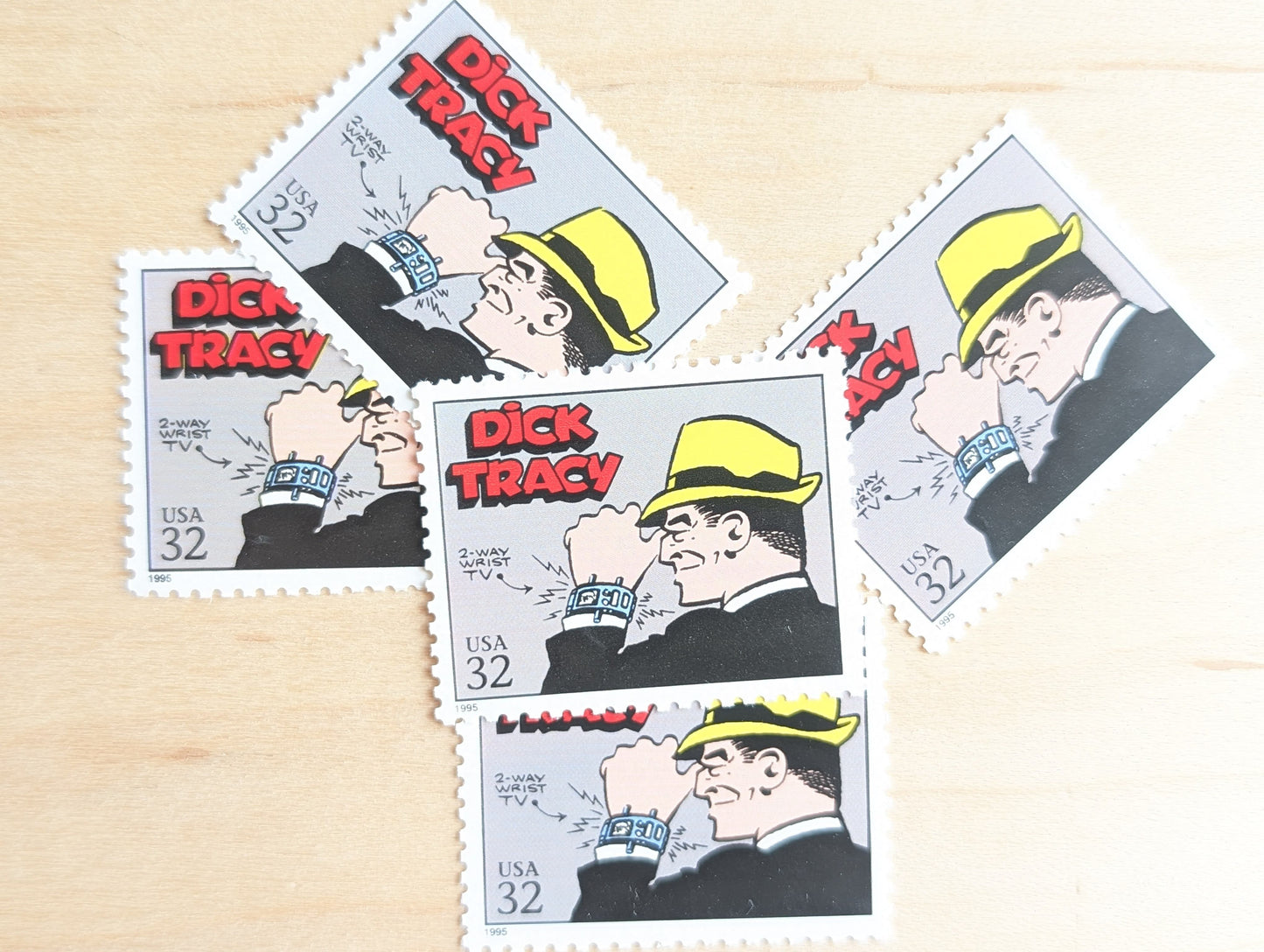 5 Dick Tracy Stamps, 32 Cent, 1995 Comic Strip Classics, Unused Postage Stamps