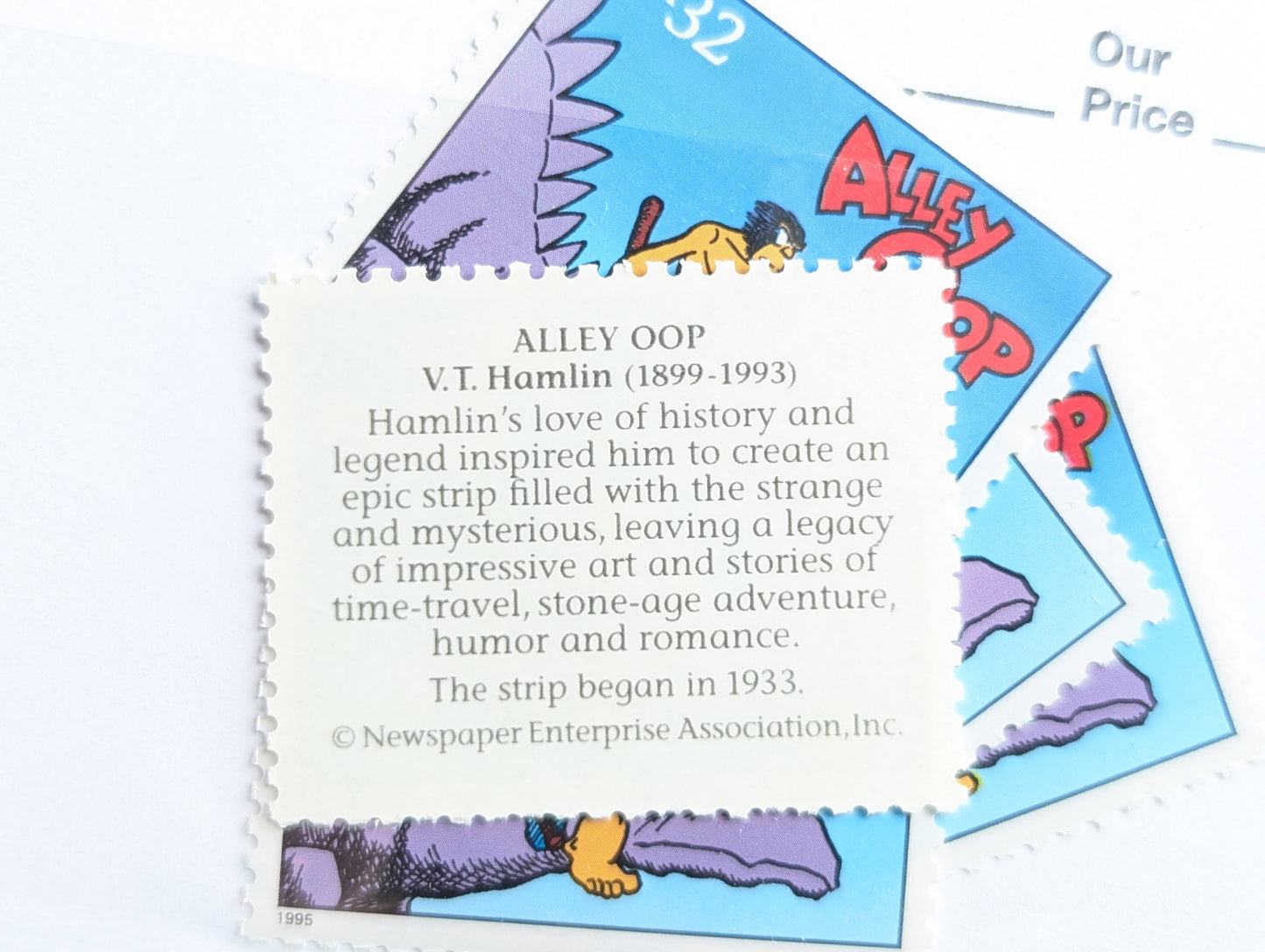 5 Alley Oop Stamps, 32 Cent, 1995 Comic Strip Classics, Unused Postage Stamps