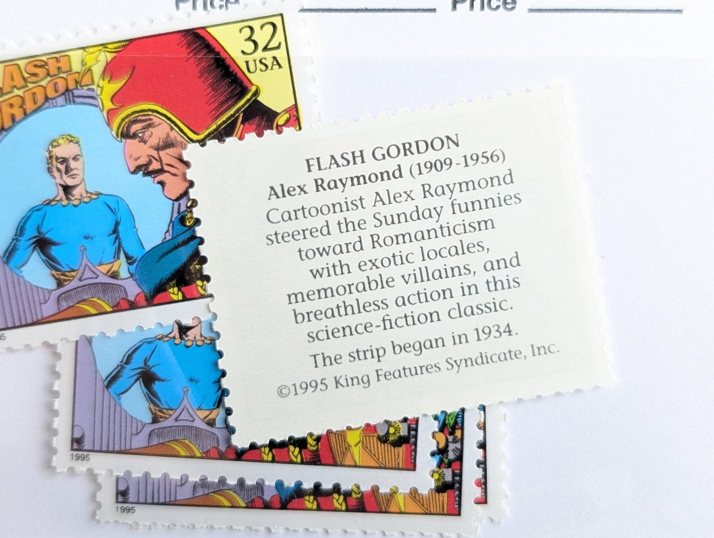 5 Flash Gordon Stamps, 32 Cent, 1995 Comic Strip Classics, Unused Postage Stamps