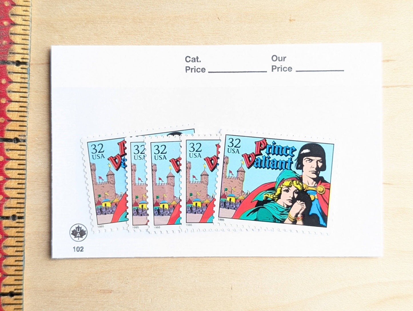 5 Prince Valiant Stamps, 32 Cent, 1995 Comic Strip Classics, Unused Postage Stamps