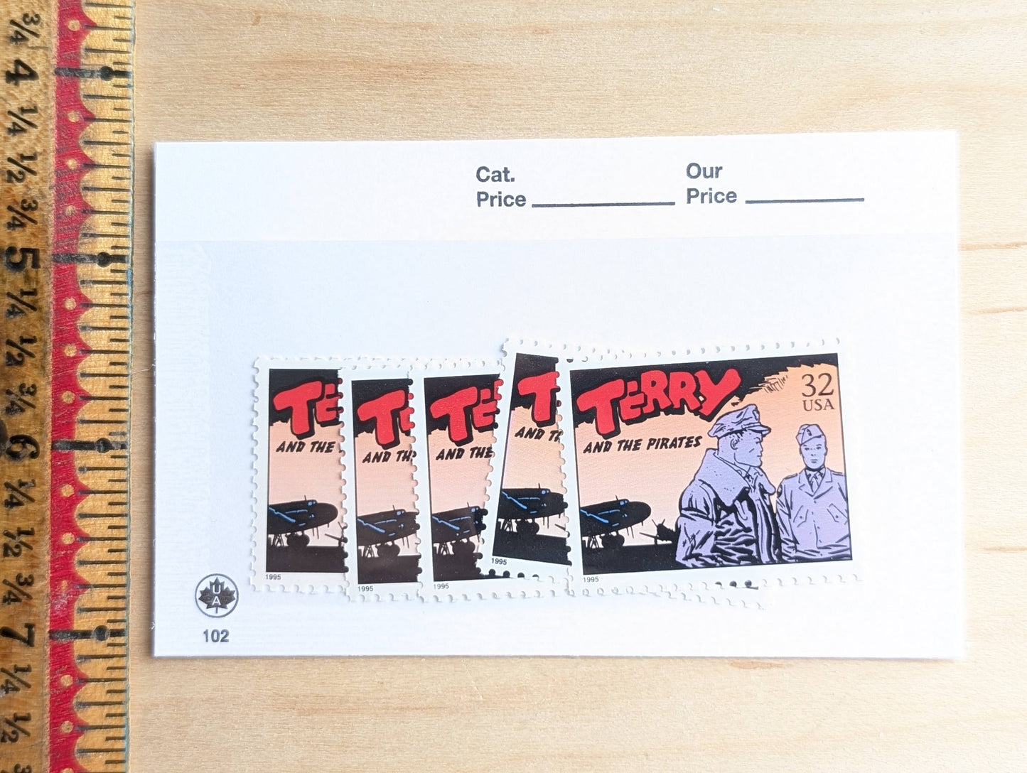 5 Terry And The Pirates Stamps, 32 Cent, 1995 Comic Strip Classics, Unused Postage Stamps