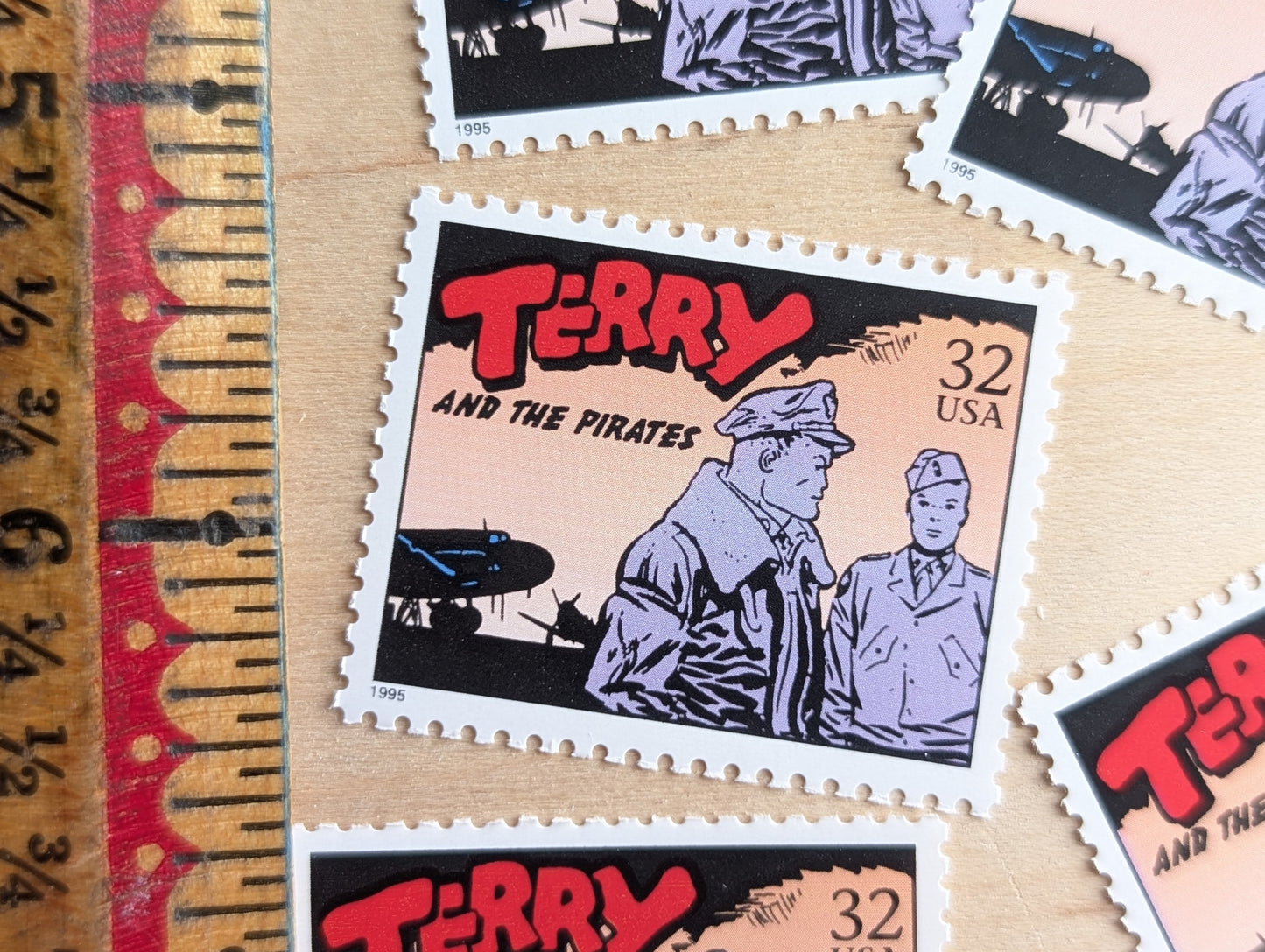 5 Terry And The Pirates Stamps, 32 Cent, 1995 Comic Strip Classics, Unused Postage Stamps