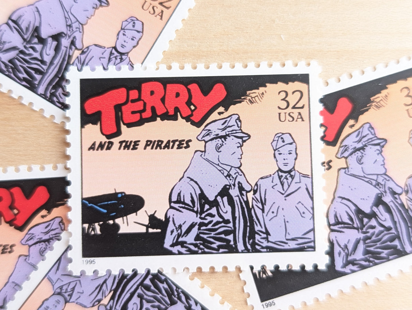 5 Terry And The Pirates Stamps, 32 Cent, 1995 Comic Strip Classics, Unused Postage Stamps