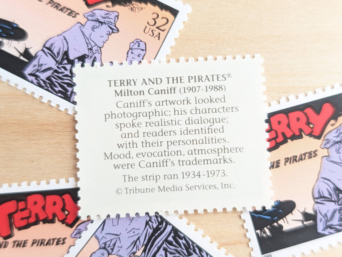 5 Terry And The Pirates Stamps, 32 Cent, 1995 Comic Strip Classics, Unused Postage Stamps