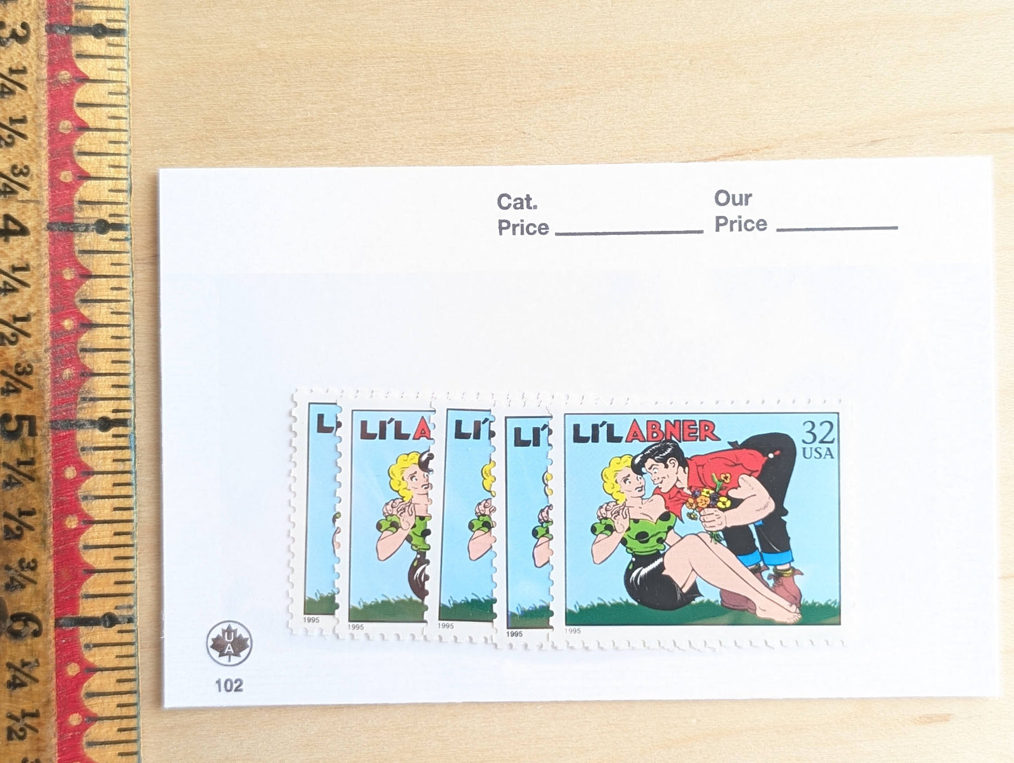 5 Li'l Abner Stamps, 32 Cent, 1995 Comic Strip Classics, Unused Postage Stamps