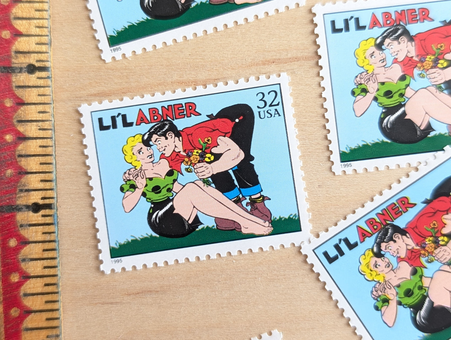 5 Li'l Abner Stamps, 32 Cent, 1995 Comic Strip Classics, Unused Postage Stamps