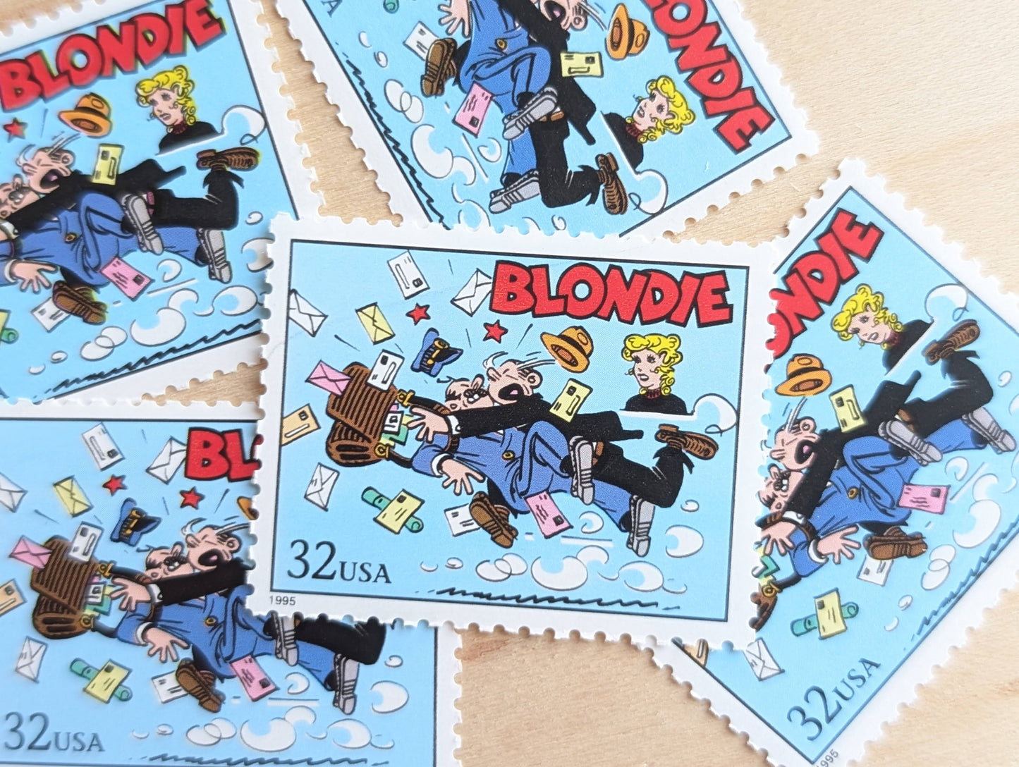 5 Blondie Stamps, 32 Cent, 1995 Comic Strip Classics, Unused Postage Stamps