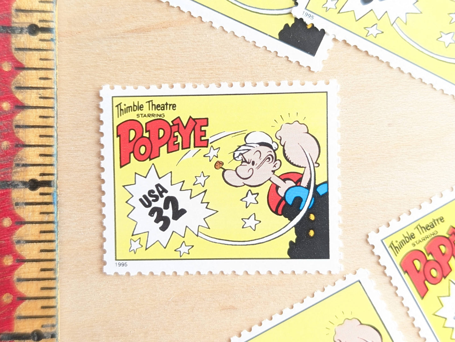 5 Popeye Stamps, 32 Cent, 1995 Comic Strip Classics, Unused Postage Stamps