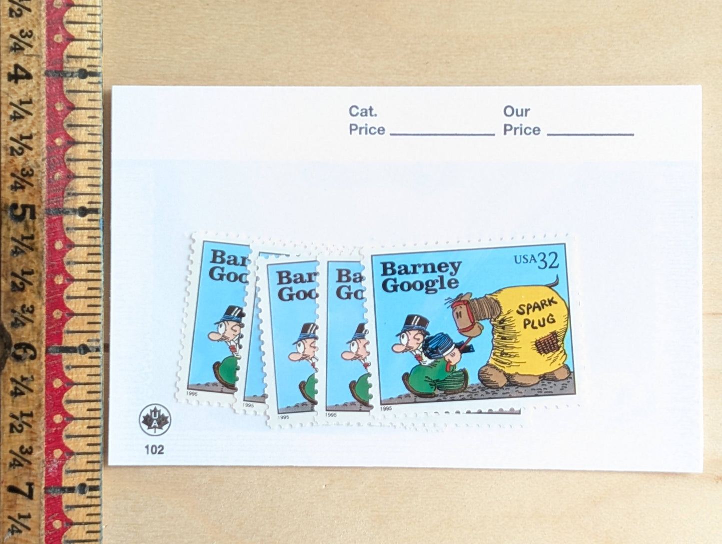 5 Barney Google Stamps, 32 Cent, 1995 Comic Strip Classics, Unused Postage Stamps