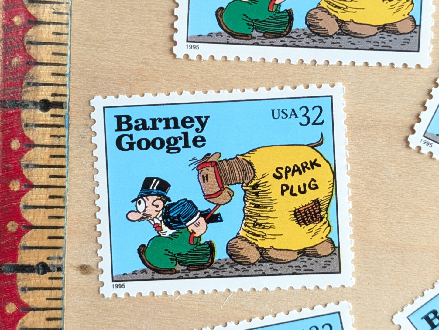 5 Barney Google Stamps, 32 Cent, 1995 Comic Strip Classics, Unused Postage Stamps