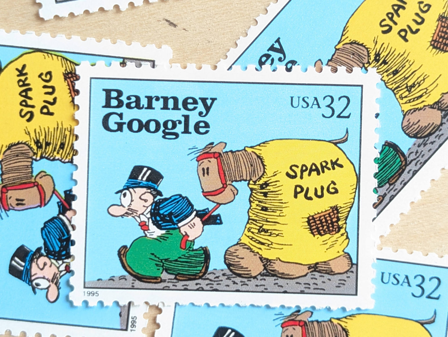 5 Barney Google Stamps, 32 Cent, 1995 Comic Strip Classics, Unused Postage Stamps