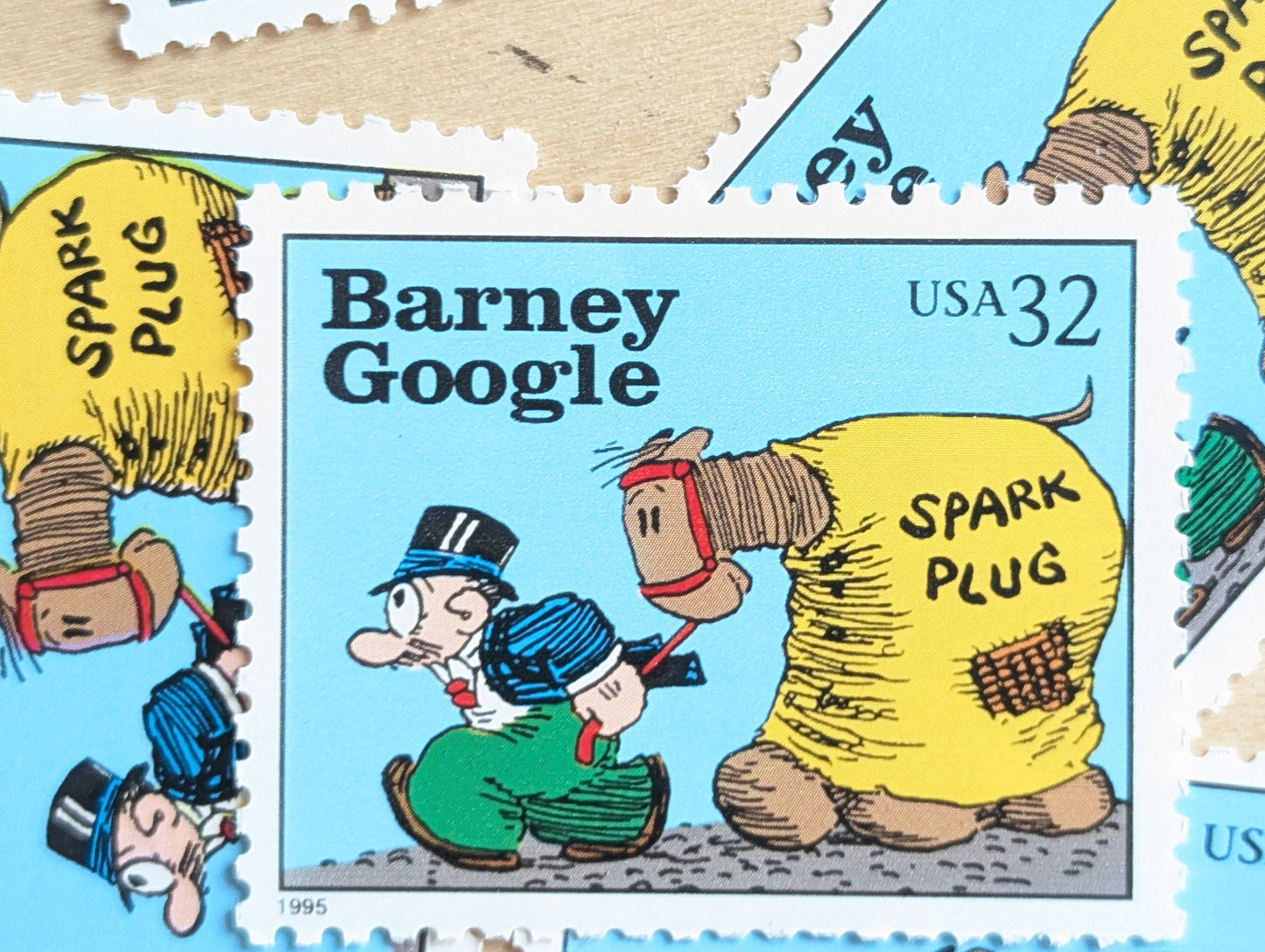 5 Barney Google Stamps, 32 Cent, 1995 Comic Strip Classics, Unused Postage Stamps