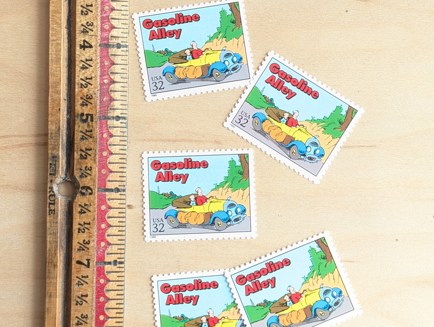 5 Gasoline Alley Stamps, 32 Cent, 1995 Comic Strip Classics, Unused Postage Stamps