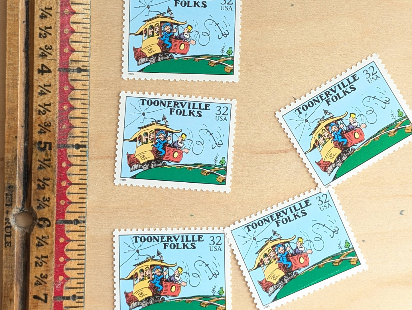 5 Toonerville Folks Stamps, 32 Cent, 1995 Comic Strip Classics, Unused Postage Stamps