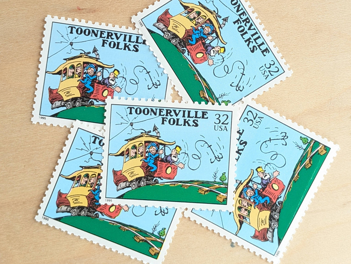 5 Toonerville Folks Stamps, 32 Cent, 1995 Comic Strip Classics, Unused Postage Stamps