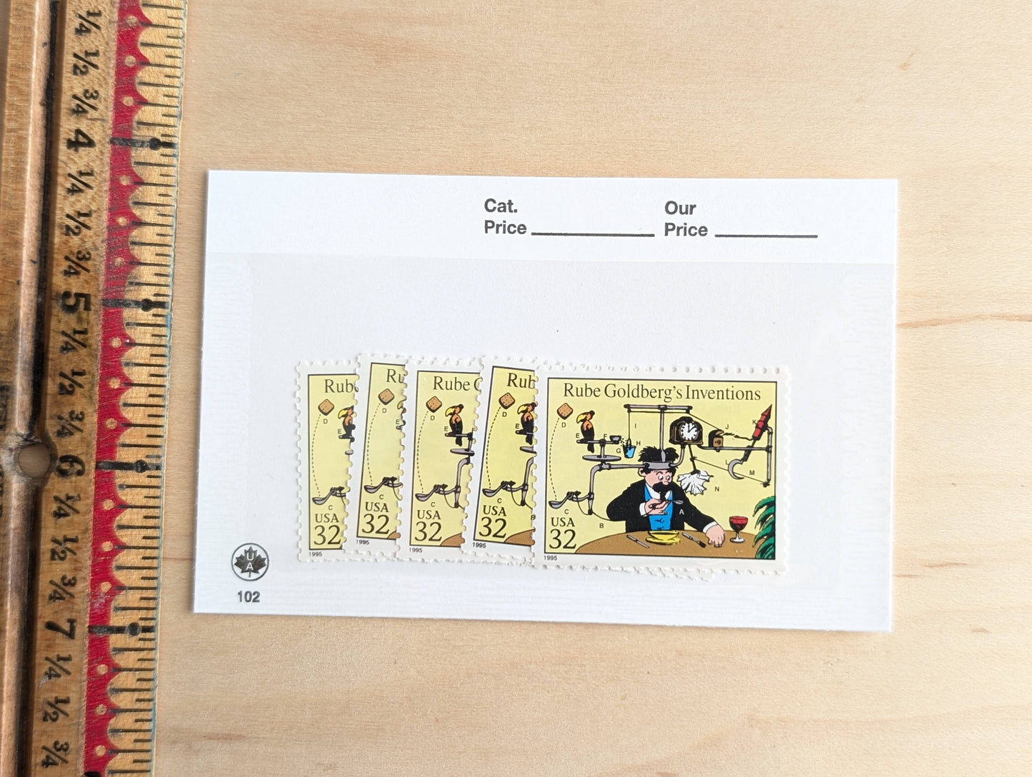 5 Rube Goldberg's Inventions Stamps, 32 Cent, 1995 Comic Strip Classics, Unused Postage Stamps