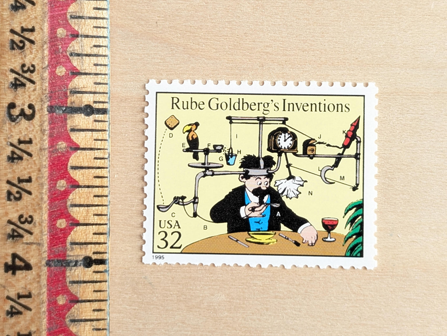 5 Rube Goldberg's Inventions Stamps, 32 Cent, 1995 Comic Strip Classics, Unused Postage Stamps