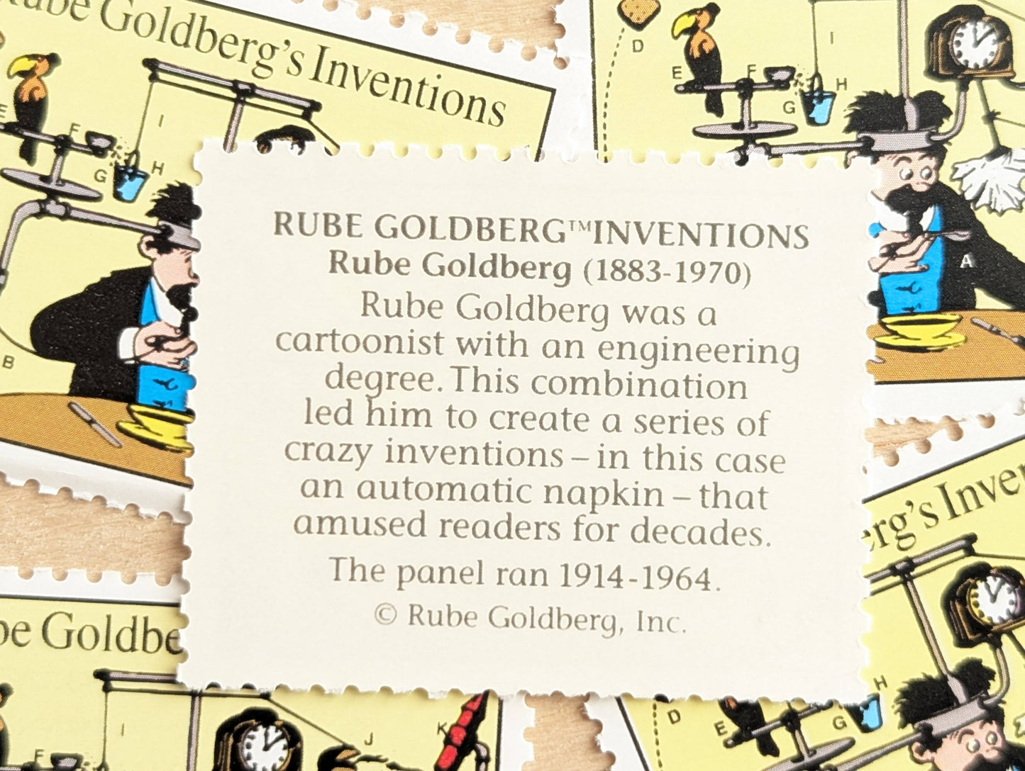 5 Rube Goldberg's Inventions Stamps, 32 Cent, 1995 Comic Strip Classics, Unused Postage Stamps