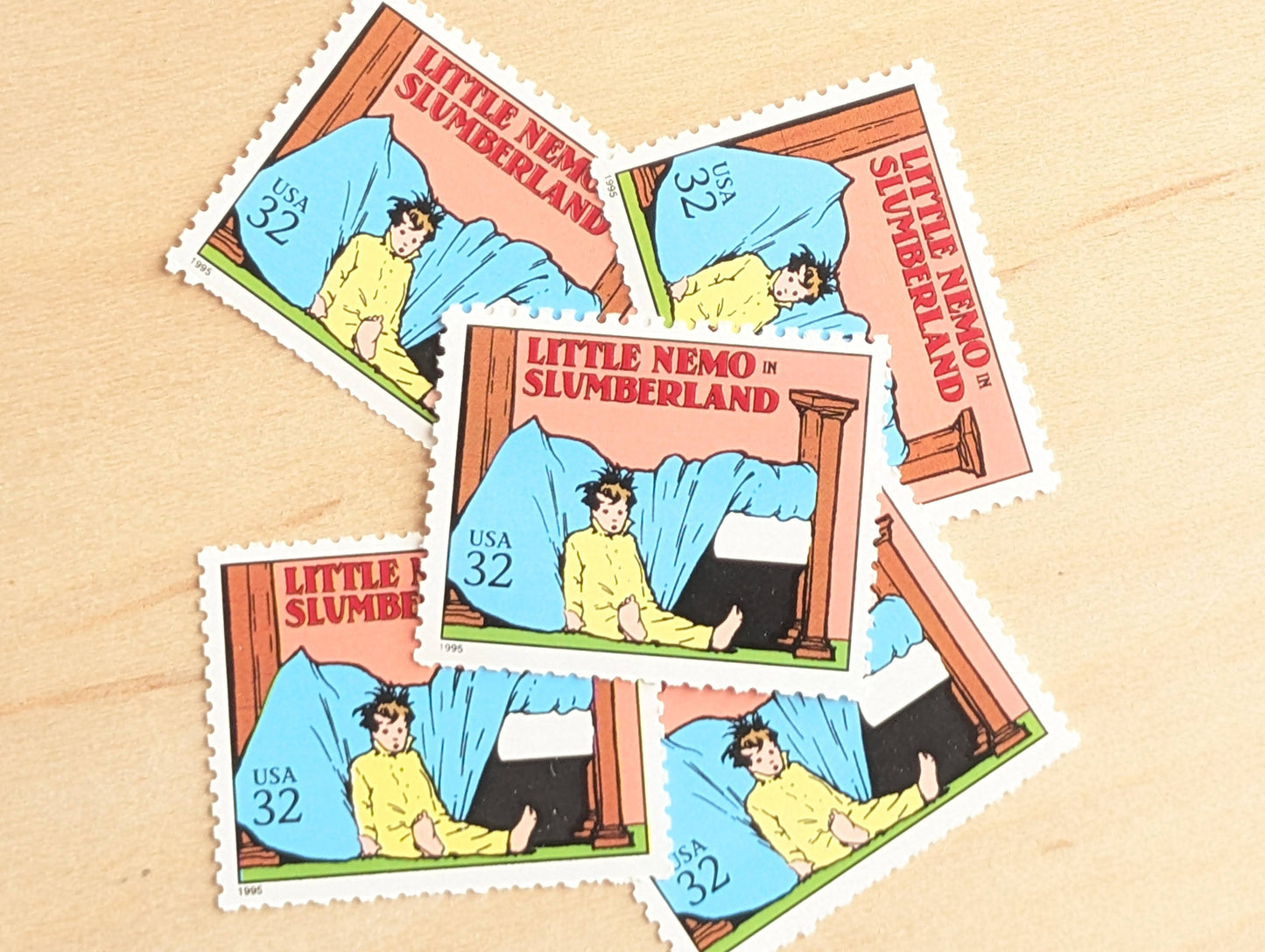 5 Little Nemo Slumberland Stamps, 32 Cent, 1995 Comic Strip Classics, Unused Postage Stamps