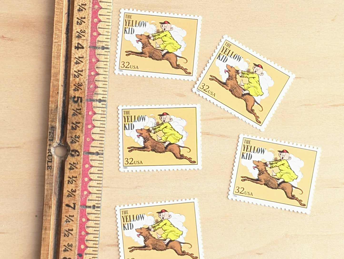 5 The Yellow Kid Stamps, 32 Cent, 1995 Comic Strip Classics, Unused Postage Stamps