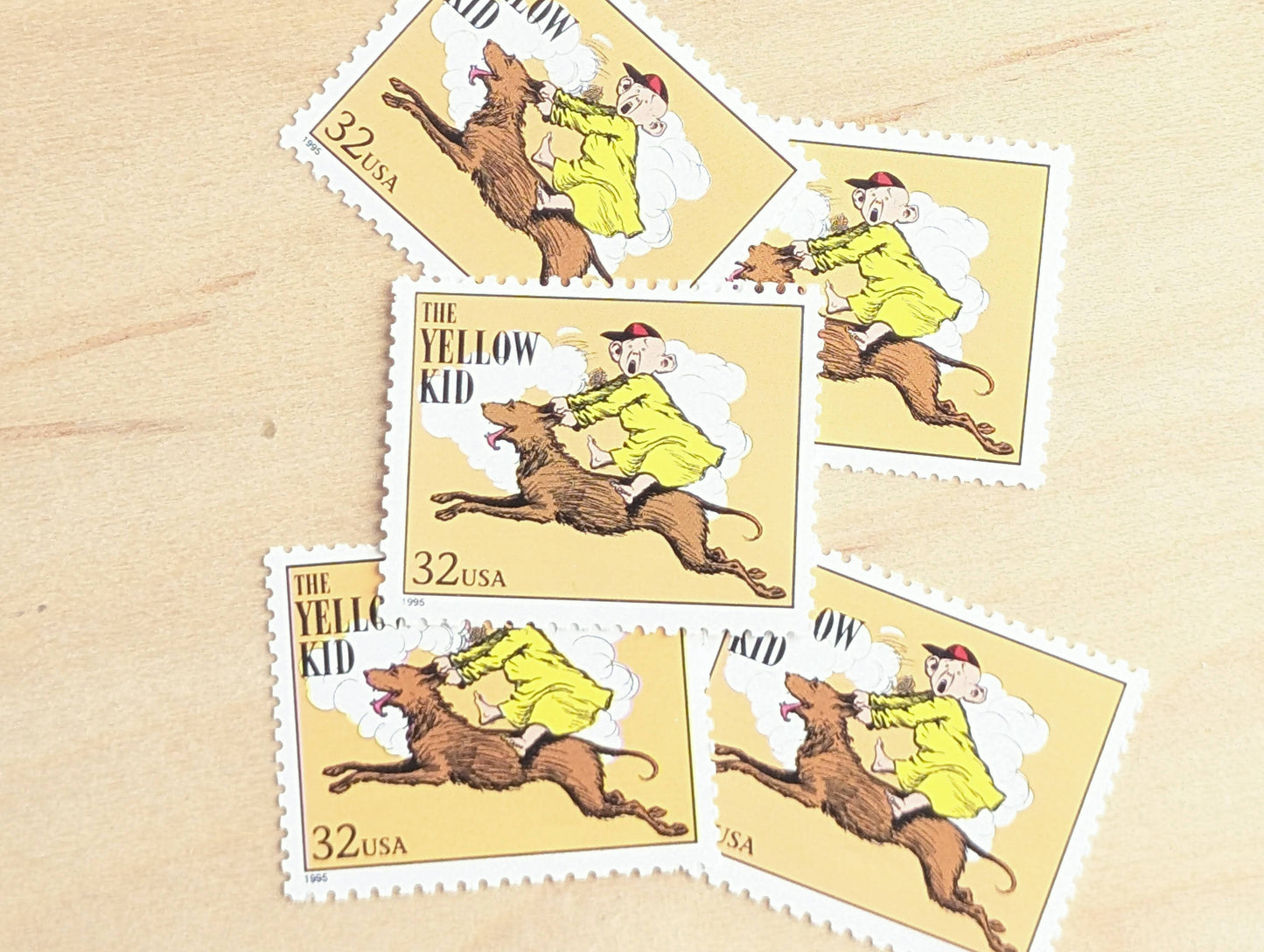 5 The Yellow Kid Stamps, 32 Cent, 1995 Comic Strip Classics, Unused Postage Stamps