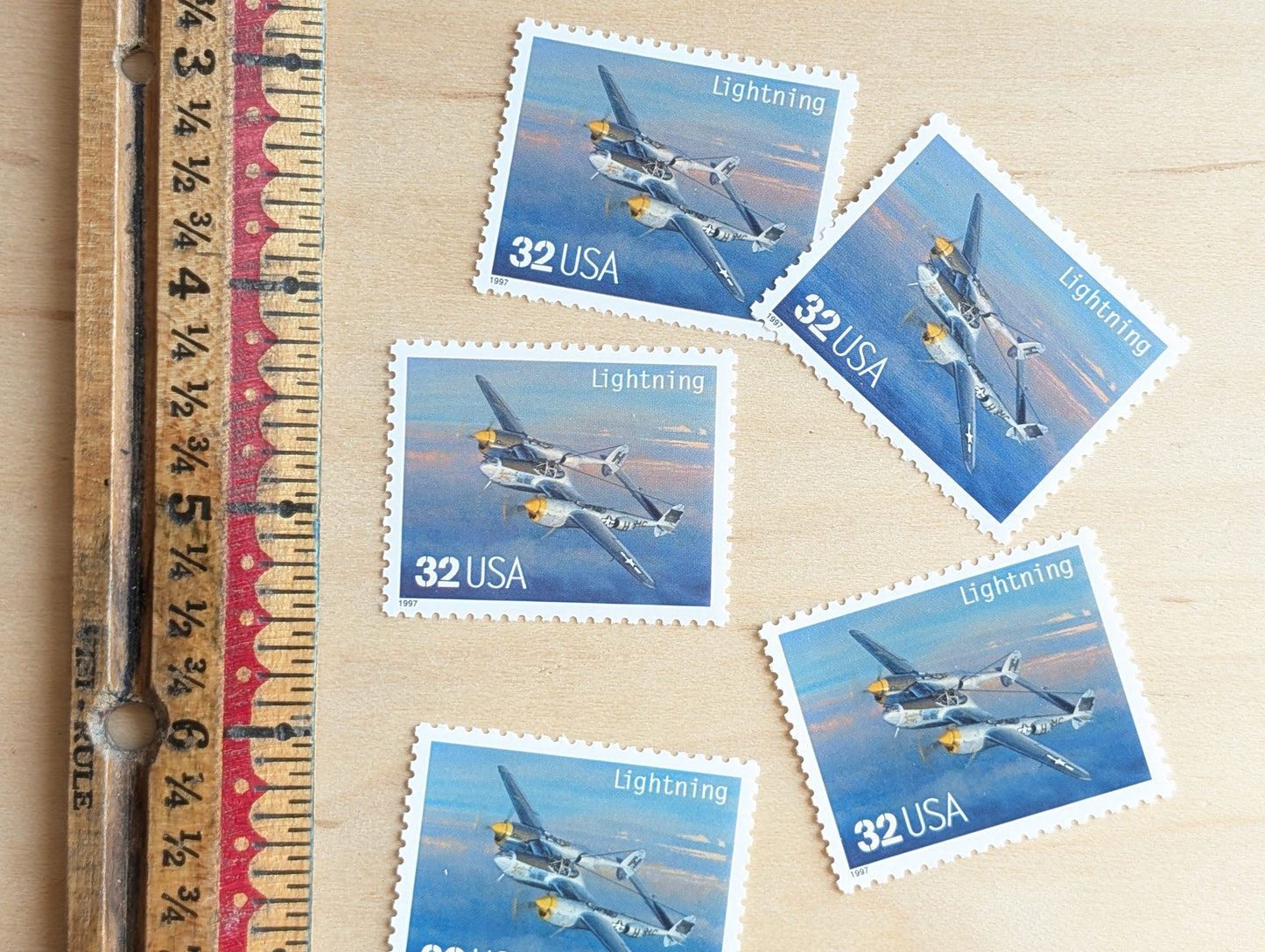 5 Lightning Classic American Aircraft Stamps, Unused US Postage Stamps, 1996, 32 Cent Stamps