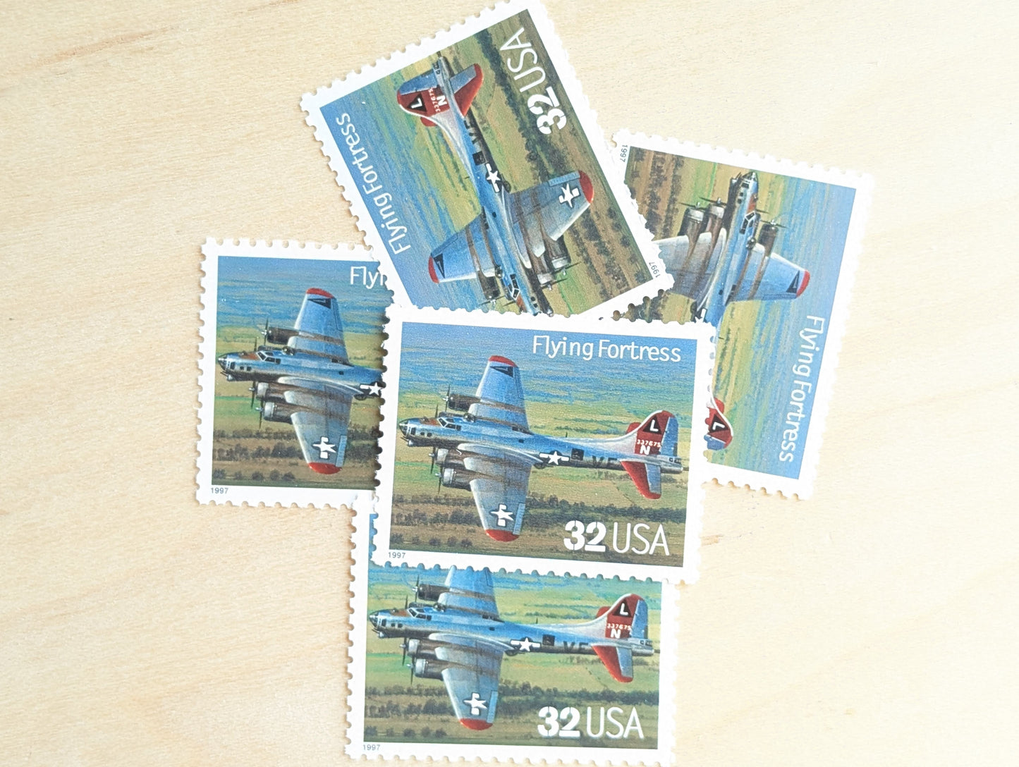 5 Flying Fortress Classic American Aircraft Stamps, Unused US Postage Stamps, 1996, 32 Cent Stamps