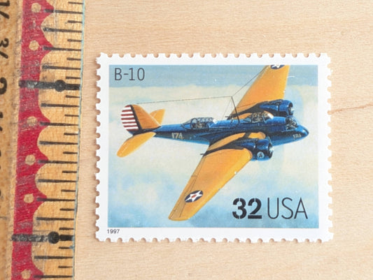 B-10 Classic American Aircraft, Set of 5, Vintage Unused USPS 32 Cent Postage Stamps, Classic American Aircraft Stamps, 1996, Gummed
