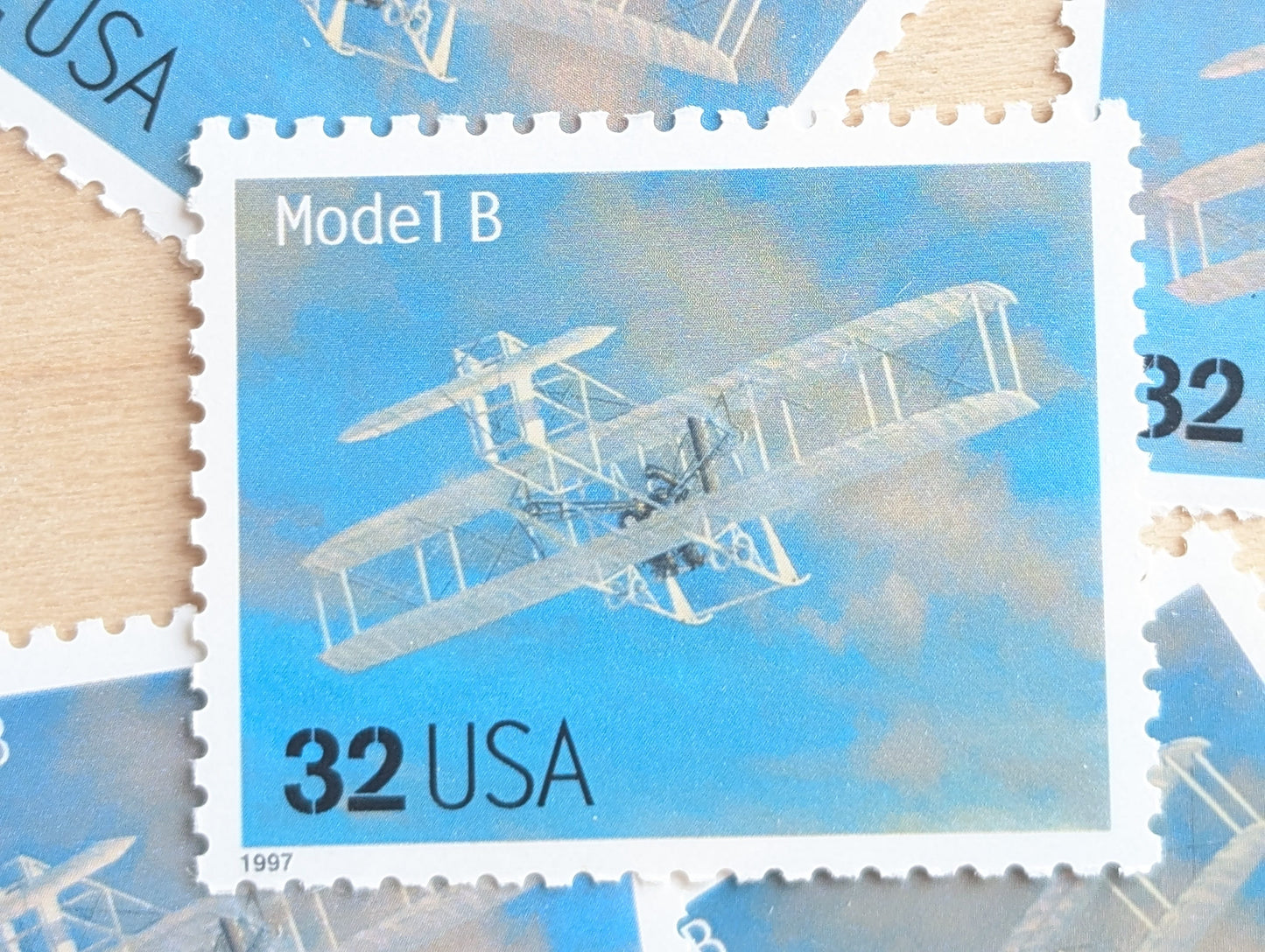 Model B Classic American Aircraft, Set of 5, Vintage Unused USPS 32 Cent Postage Stamps, Classic American Aircraft Stamps, 1996, Gummed