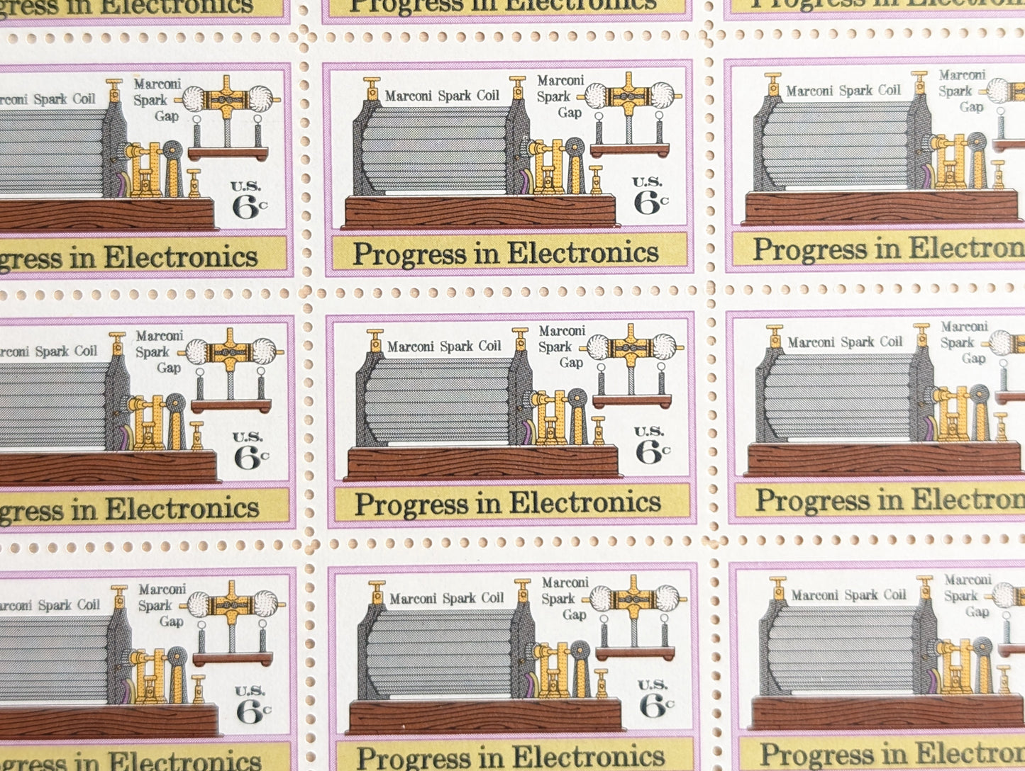 Progress in Electronics, Vintage Unused USPS 6 Cent Postage Stamps, Progress in Electronics Stamps, 1973, Gummed