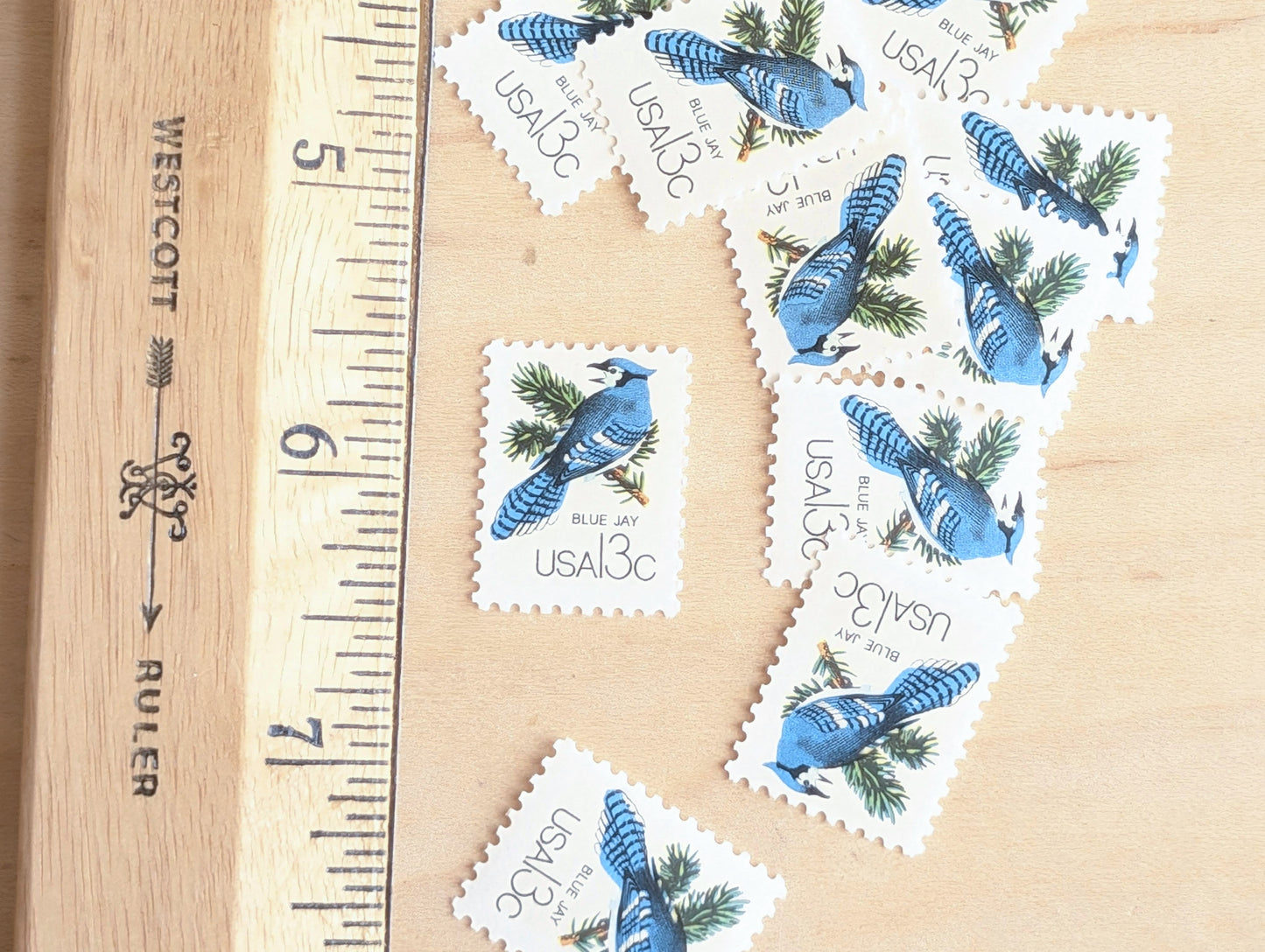 Set of 10 Blue Jay Stamps, 13 Cent, 1978 Unused Postage Stamps