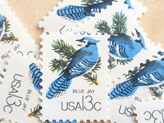 Set of 10 Blue Jay Stamps, 13 Cent, 1978 Unused Postage Stamps