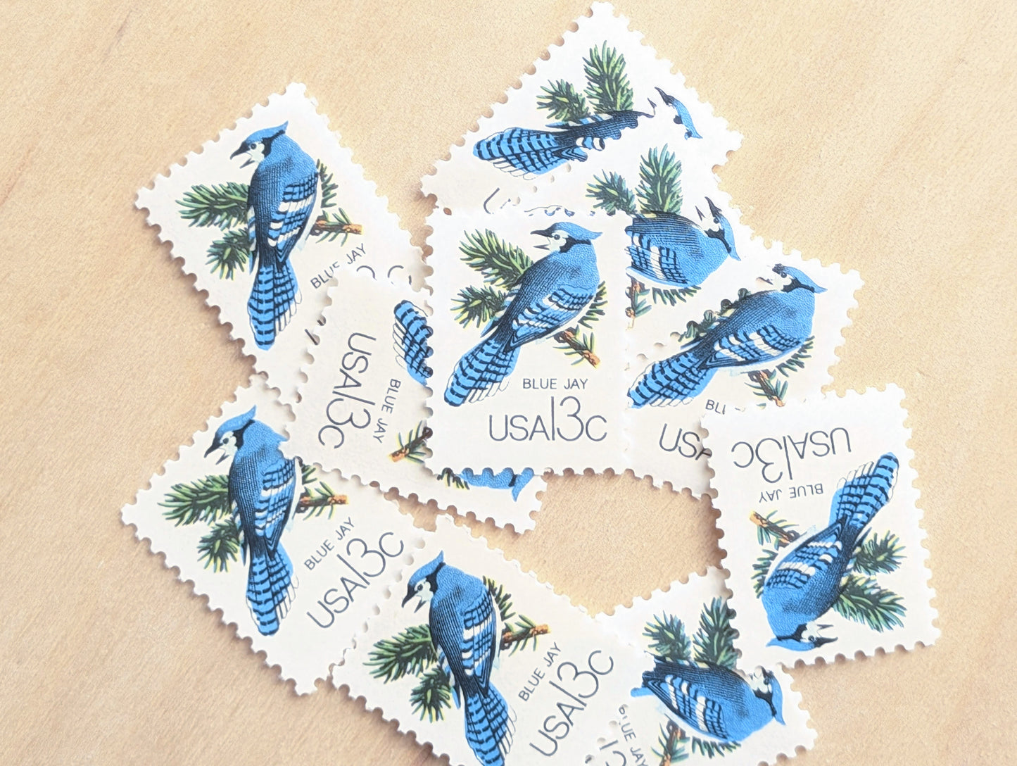 Set of 10 Blue Jay Stamps, 13 Cent, 1978 Unused Postage Stamps