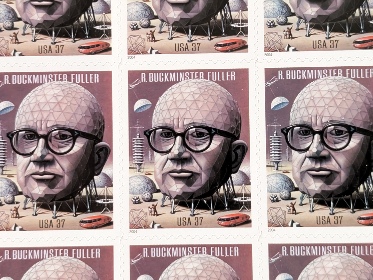 Sheet of 20 R. Buckminster Fuller Unused US Stamps, 2003, 37 Cent Stamps