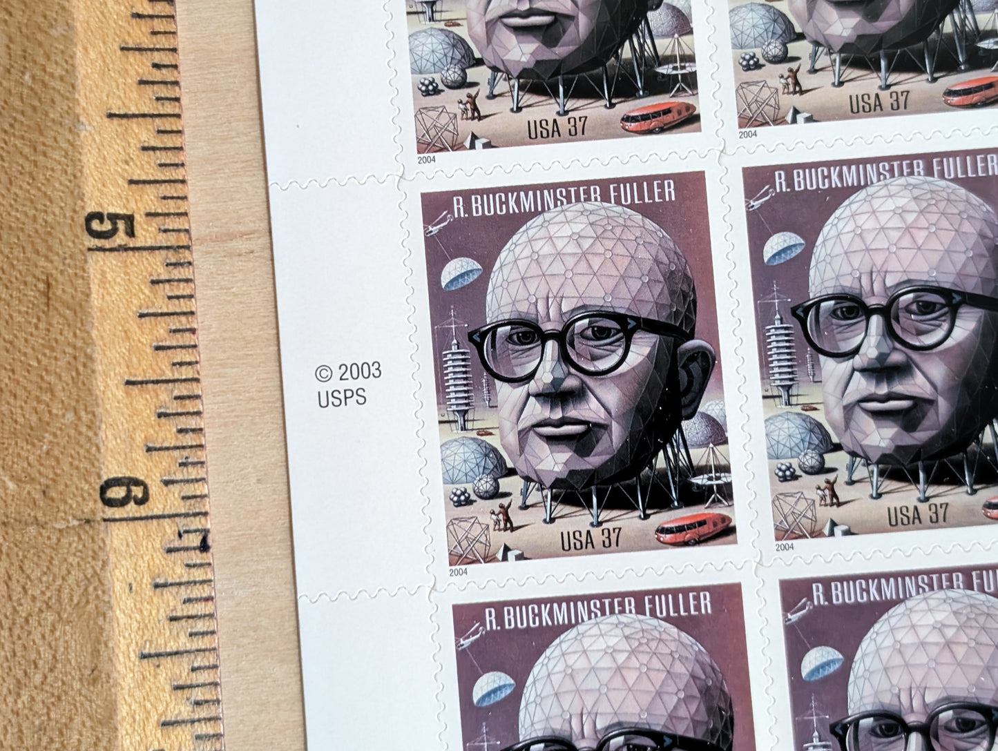 Sheet of 20 R. Buckminster Fuller Unused US Stamps, 2003, 37 Cent Stamps