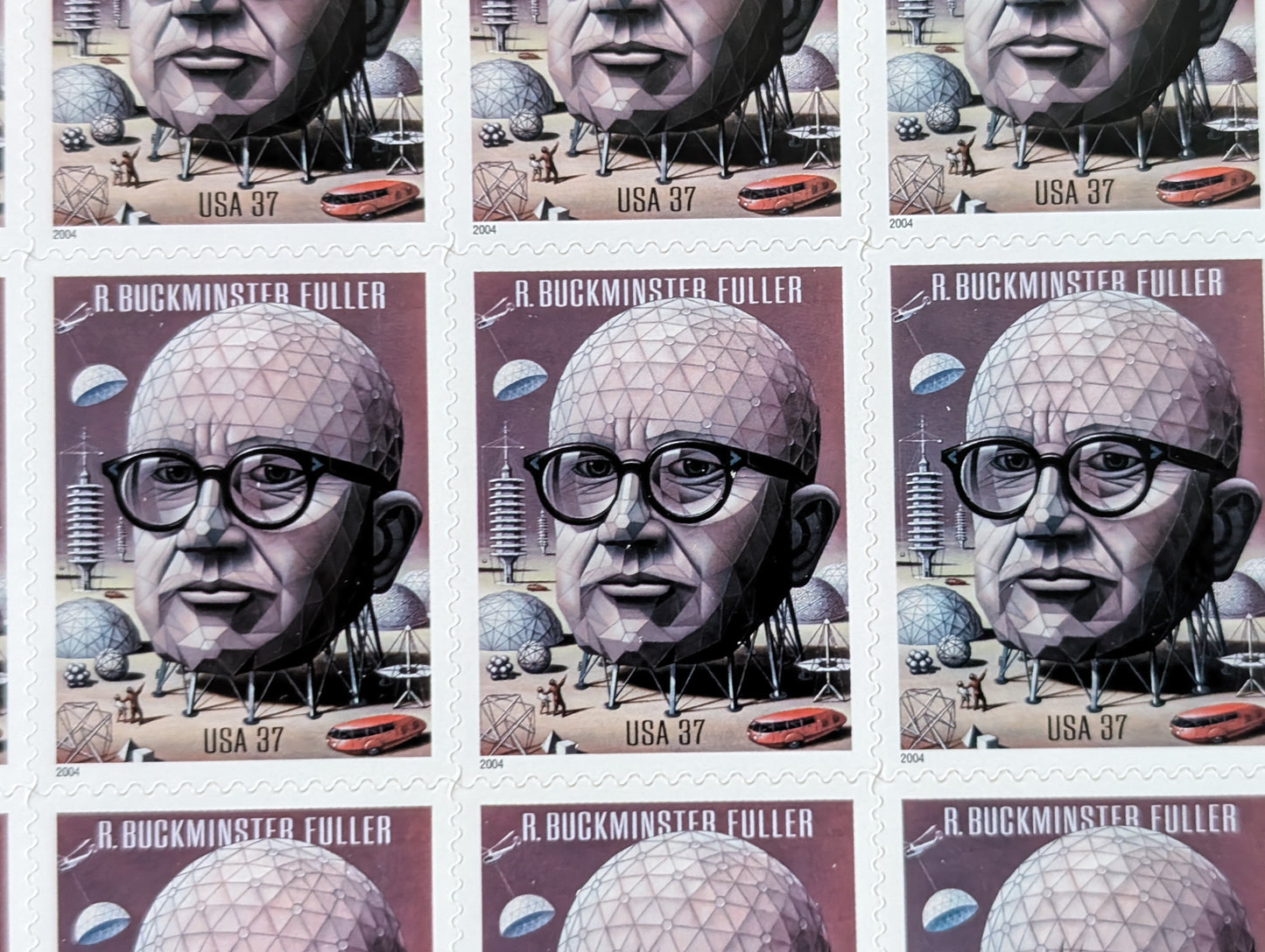 Sheet of 20 R. Buckminster Fuller Unused US Stamps, 2003, 37 Cent Stamps