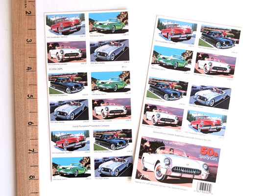 Sporty Cars Sheet of 20 America on The Move Unused USPS 37 cent stamps, 2005