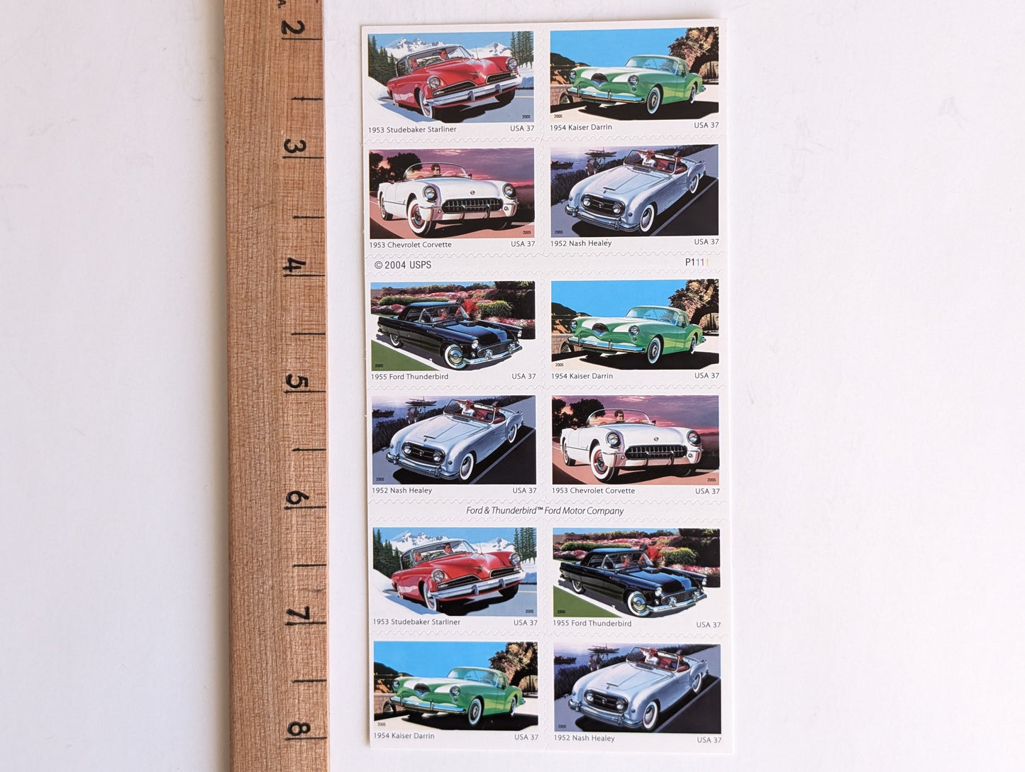 Sheet of 20 Sporty Cars Stamps, America on The Move, 37 cent stamps, 2005 Unused USPS Postage Stamps