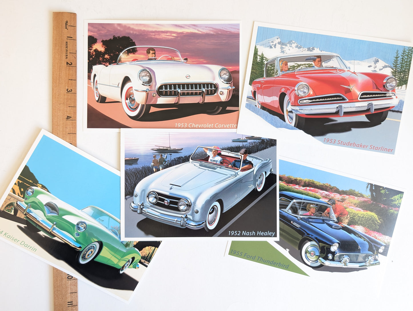 Sporty Cars Postcards, America on The Move, Set of 5 or Booklet of 20, 4x6 Inches, Dated 2005