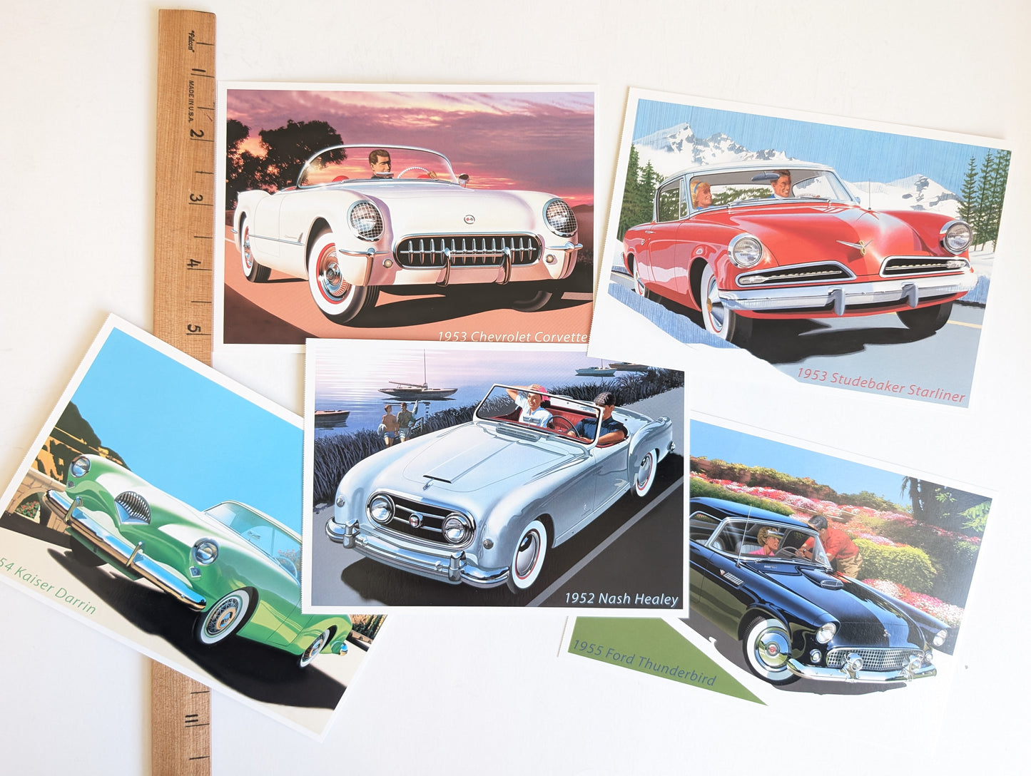 Sporty Cars Postcards, America on The Move, Set of 5 or Booklet of 20, 4x6 Inches, Dated 2005