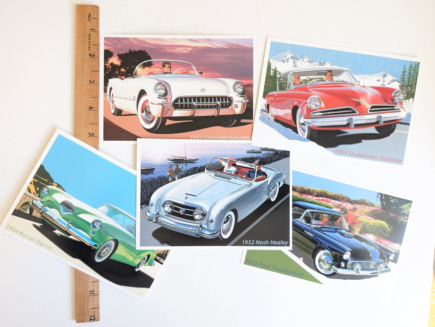 Sporty Cars Postcards, America on The Move, Set of 5 or Booklet of 20, 4x6 Inches, Dated 2005