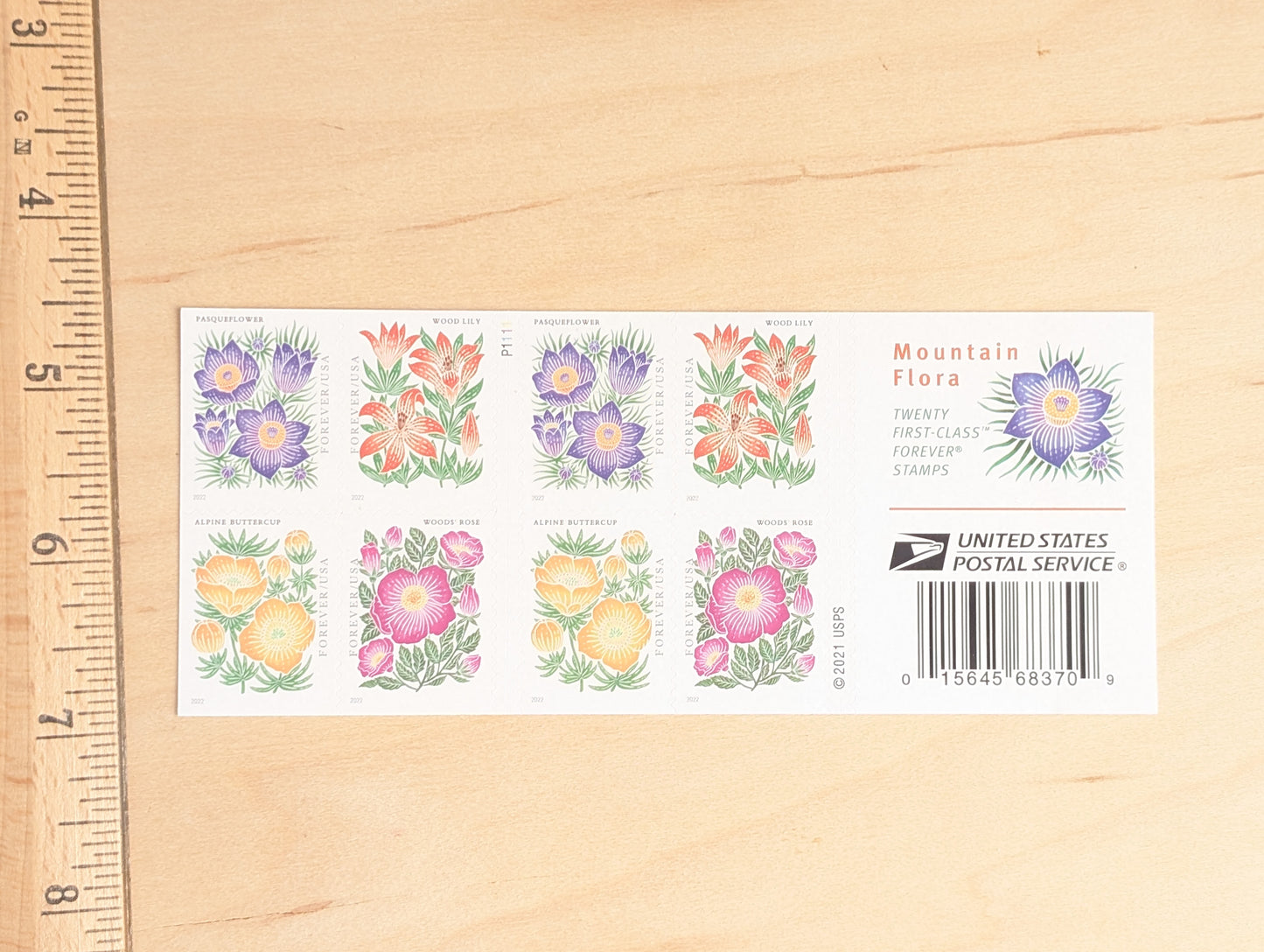 Booklet of Mountain Flora, 20 Forever Stamps, 2021 Unused USPS Postage Stamps