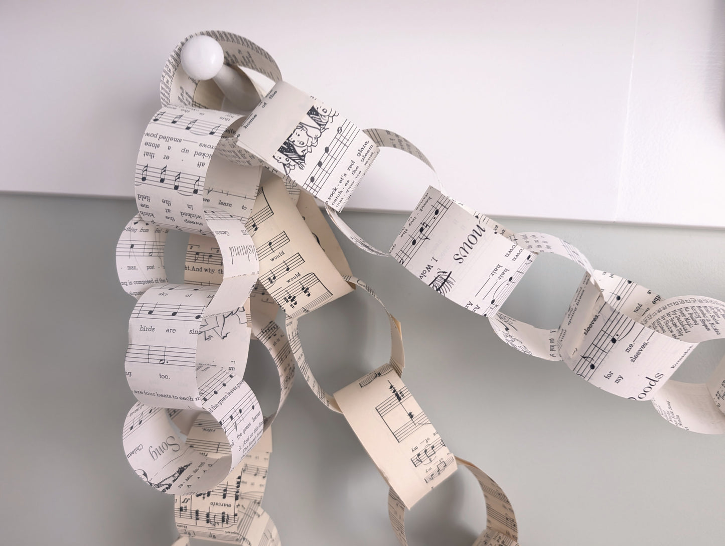 Music Book/Sheet Music Paper Chain Kit, 31 Chains & Number Stickers to Count Down/Decorate, Made with Vintage Music Books