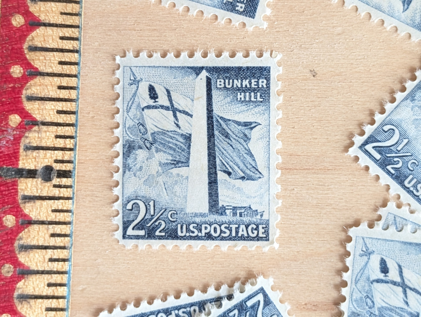 10 Bunker Hill Stamps, Liberty Series, 1959 Unused Postage Stamps, 2.5 Cent Stamps