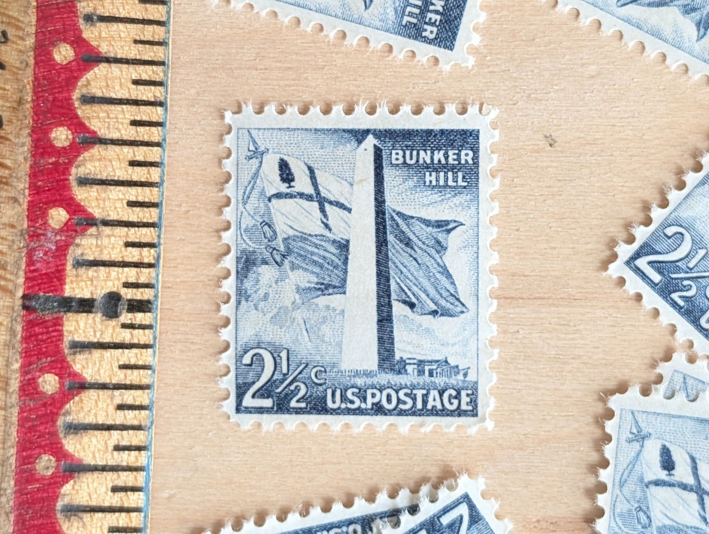 10 Bunker Hill Stamps, Liberty Series, 1959 Unused Postage Stamps, 2.5 Cent Stamps