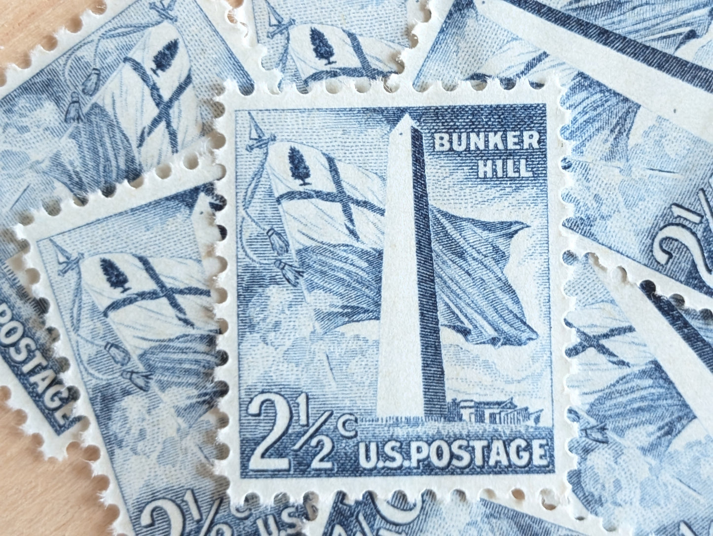 10 Bunker Hill Stamps, Liberty Series, 1959 Unused Postage Stamps, 2.5 Cent Stamps